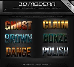 10个极品金属质感的PS图层样式：10 Modern Styles Vol.5